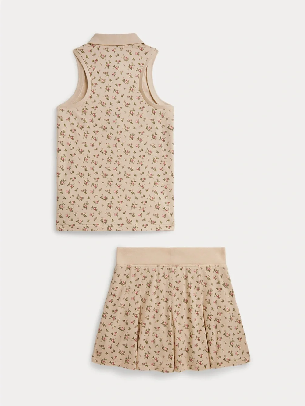 Polo by Ralph Lauren Beige Floral Sleeveless Polo Dress